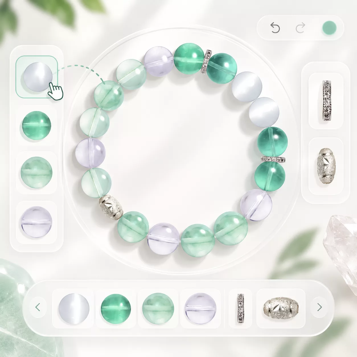 Arrange crystal beads in the Crystafy bracelet designer